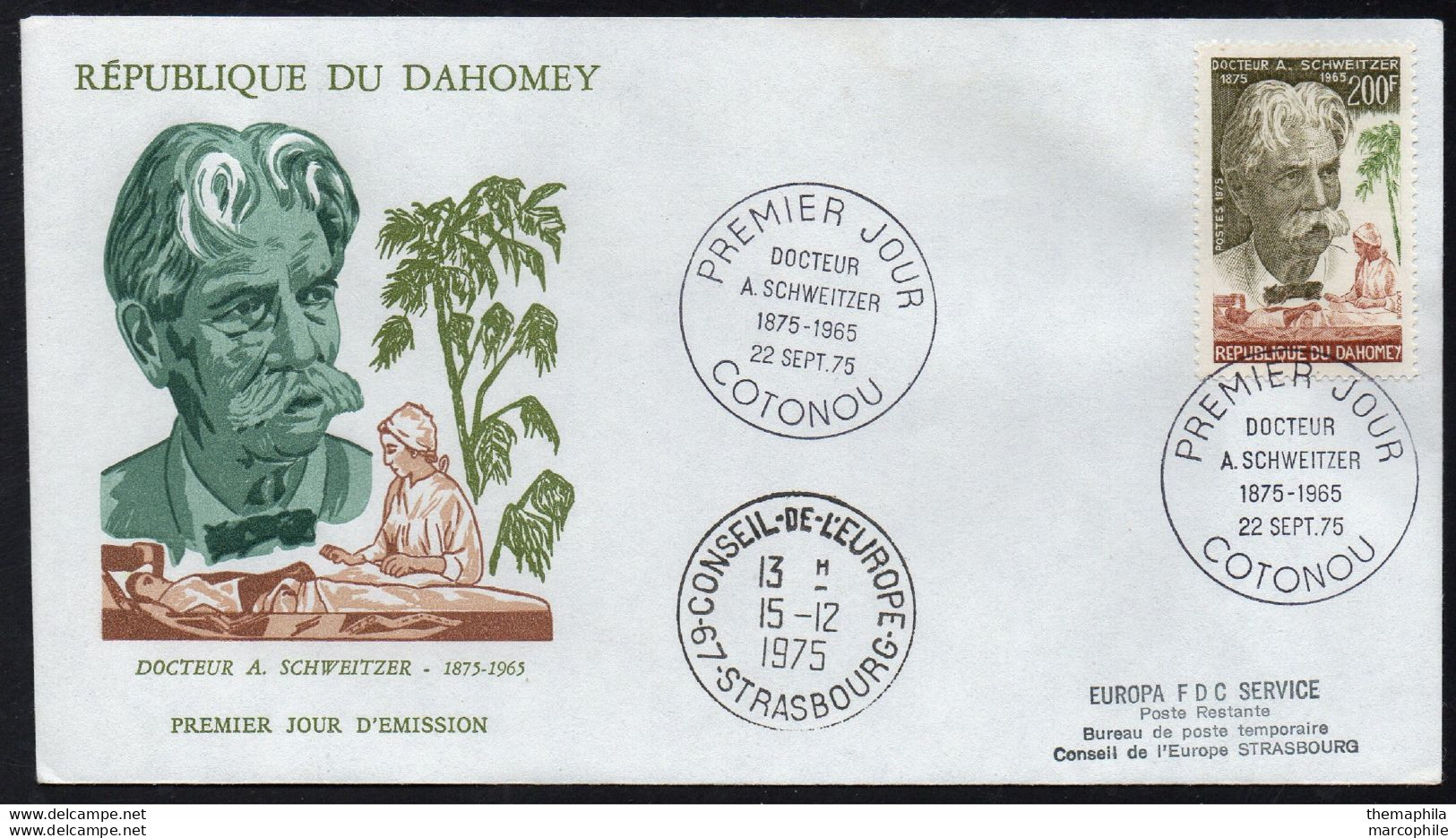 DOCTEUR ALBERT SCHWEITZER - NOBEL / 1975 DAHOMEY ENVELOPPE FDC (ref 2694d) - Albert Schweitzer