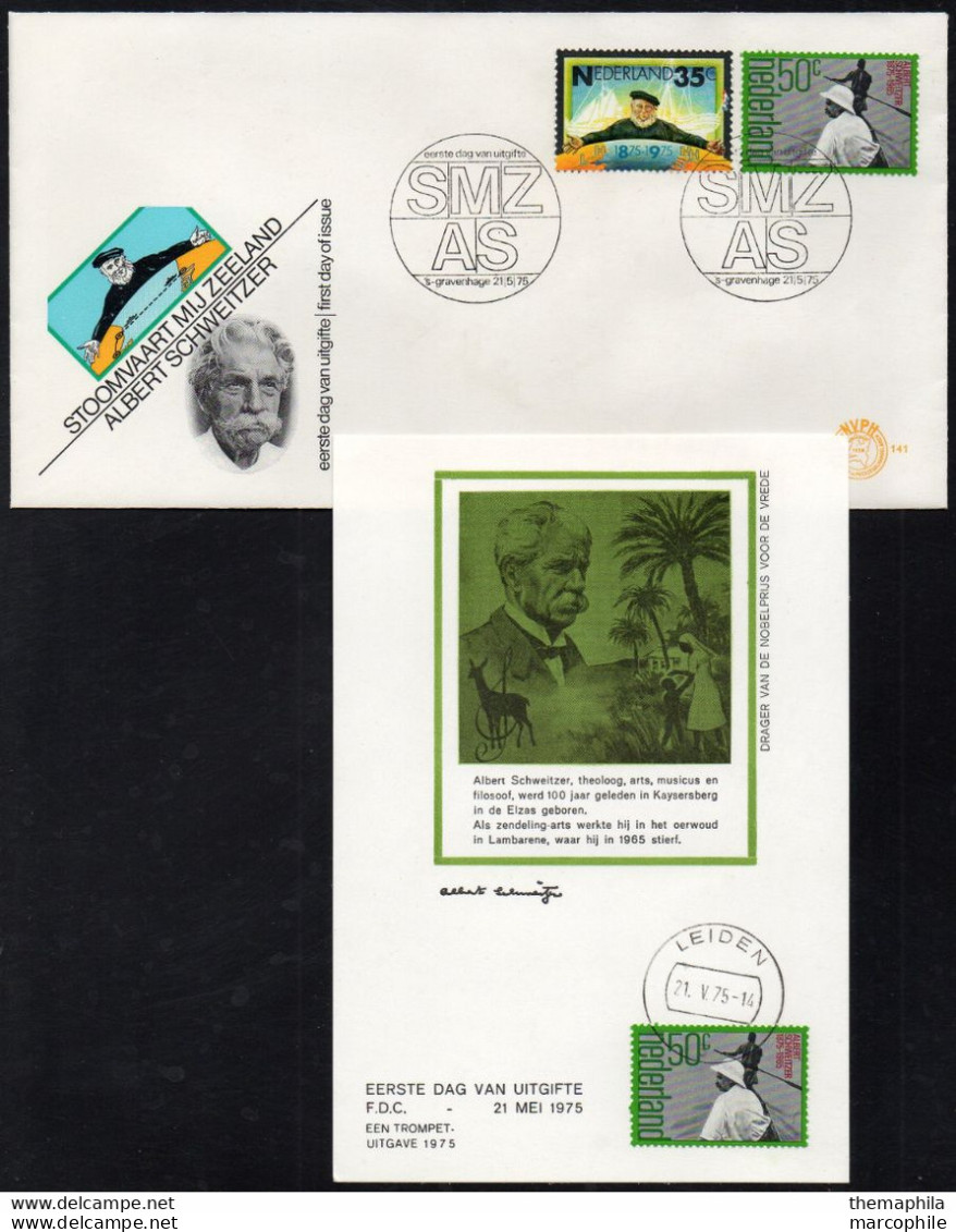 DOCTEUR ALBERT SCHWEITZER - NOBEL / 1975 PAYS BAS ENVELOPPE & CARTE FDC (ref 2723c) - Albert Schweitzer