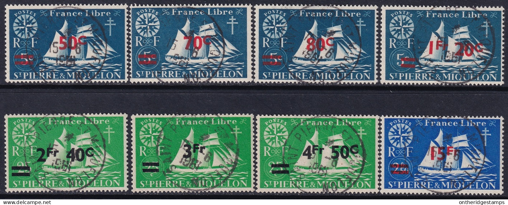 St Pierre & Miquelon 1945 Sc 314-21 Yt 315-22 Set Used - Used Stamps