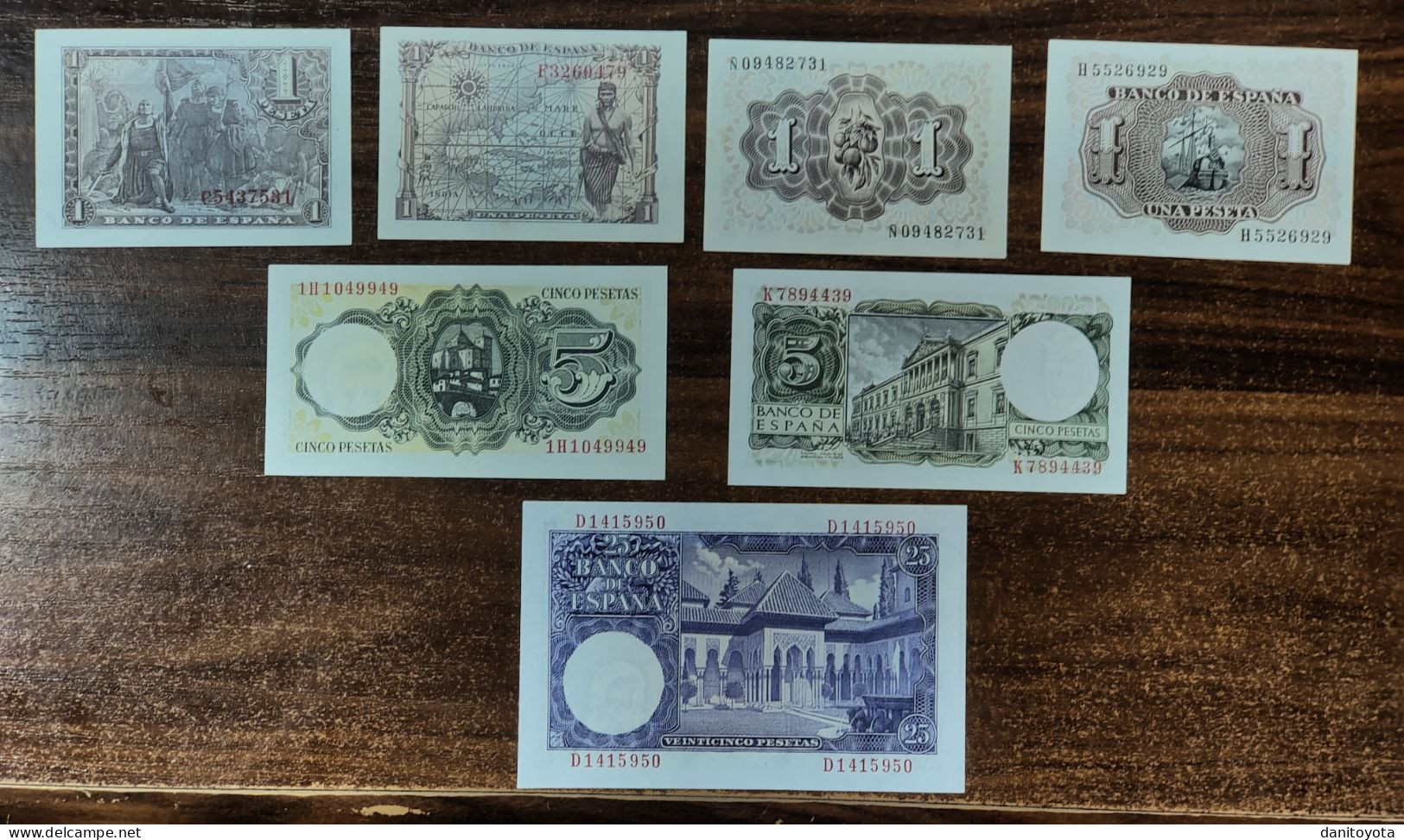 ESPAÑA. LOTE DE 7 BILLETES PERIODO ESTADO ESPAÑOL, SIN CIRCULAR. - Collections