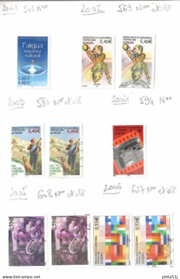 EUROPA   ANDORRE FRANCAIS ---2001/2018  --- 1/3 DE COTE VOIR DESCRIPTION - Collections
