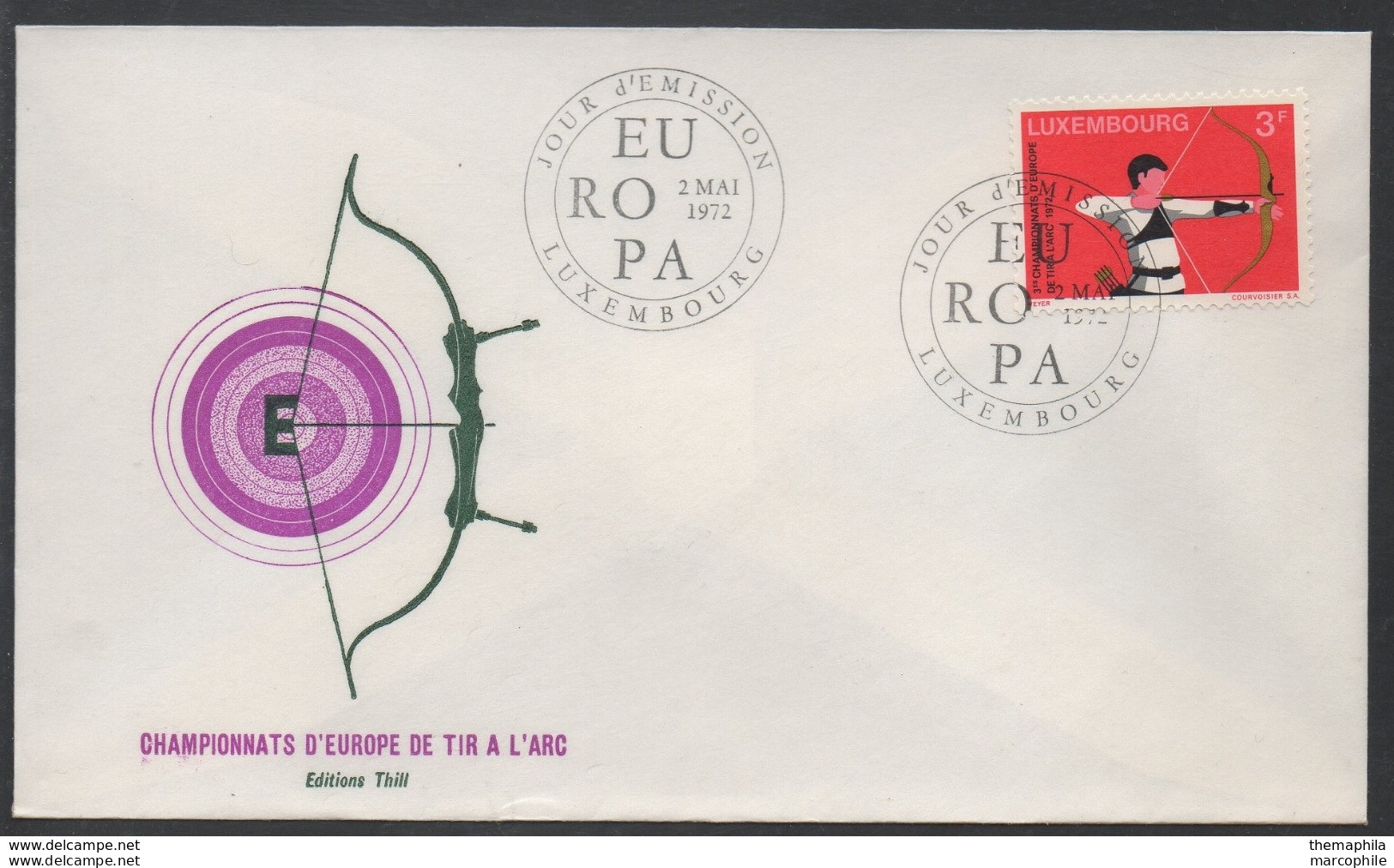 TIR A L ARC - ARCHERY - BOGENSCHIESSEN / 1972 LUXEMBOURG ENVELOPPE FDC ILLUSTREE (ref LE919) - Archery