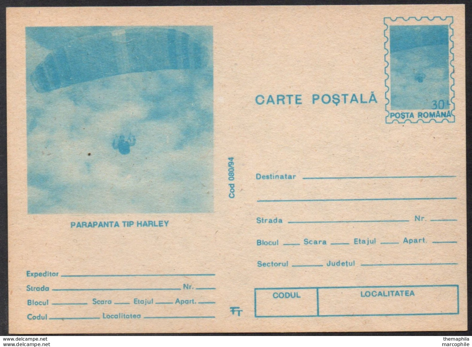 PARAPENTE - PARAGLIDING / 1994 ROUMANIE ENTIER POSTAL ILLUSTRE (ref LE1459) - Paracadutismo