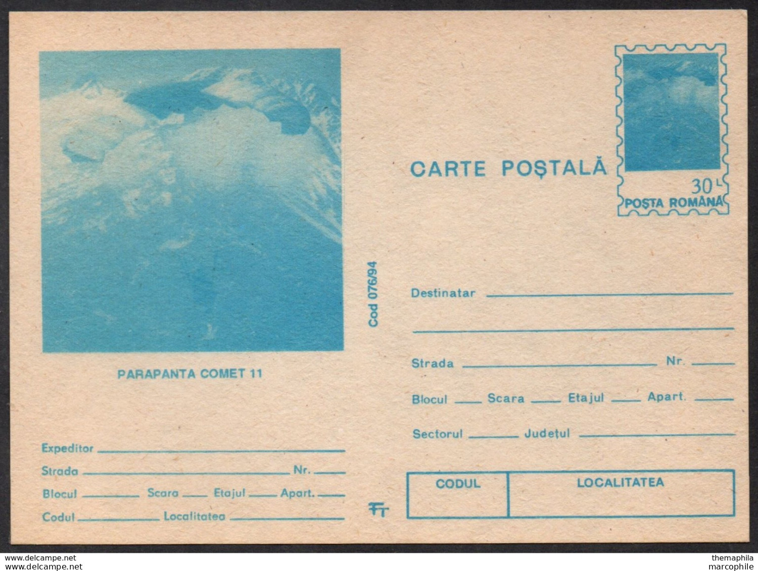 PARAPENTE - PARAGLIDING / 1994 ROUMANIE ENTIER POSTAL ILLUSTRE (ref LE1458) - Paracaidismo