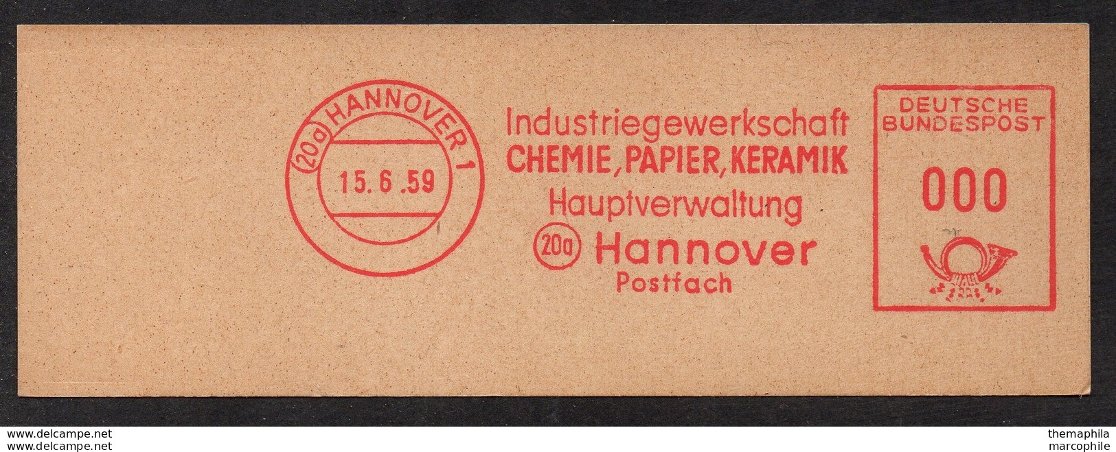 CHIMIE - INDUSTRIE - CERAMIQUE - SYNDICAT / 1959 ALLEMAGNE HANNOVER ESSAI D' EMA ILLUSTREE (ref M256) - Usines & Industries