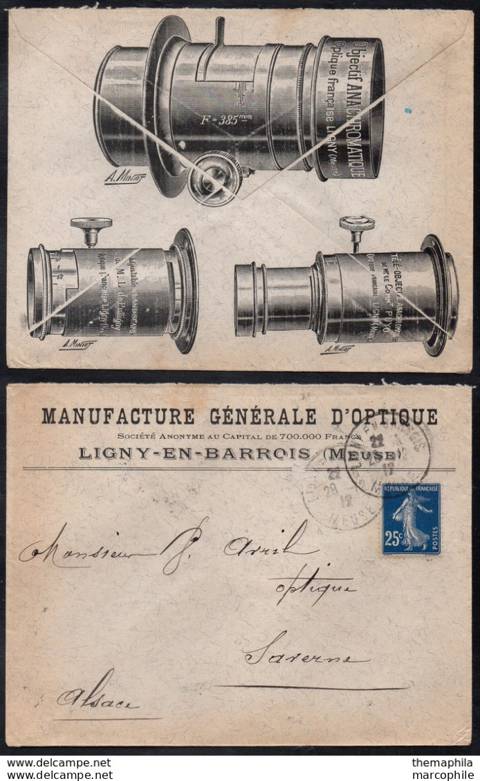 PHOTOGRAPHIE - PHOTO - FOTO - OPTIQUE / 1917 LIGNY EN BARROIS ENVELOPPE ILLUSTREE (ref 6128a) - Photographie