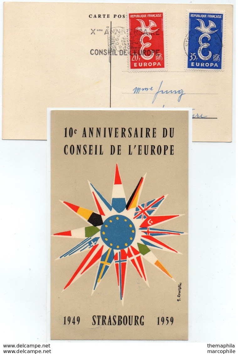 STRASBOURG  - FRANCE / 1959 - Xe ANNIVERSAIRE DU CONSEIL DE L'EUROPE - CARTE OFFICIELLE (ref LE3974) - 1959