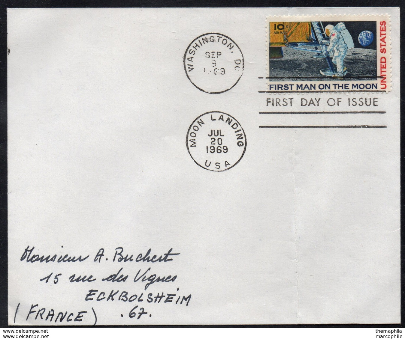 ESPACE - SPACE - APOLLO XI / 20 JUILLET 1969 ALUNISSAGE - OBLITERATION SUR LETTRE & FDC (ref 8096a) - North  America