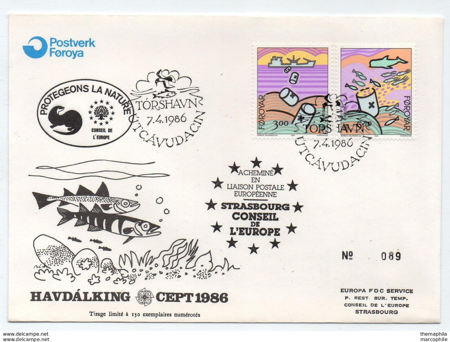 PROTECTION DE LA NATURE / 1986 FEROE ENVELOPPE FDC NUMEROTEE (ref LE4088) - Protection De L'environnement & Climat