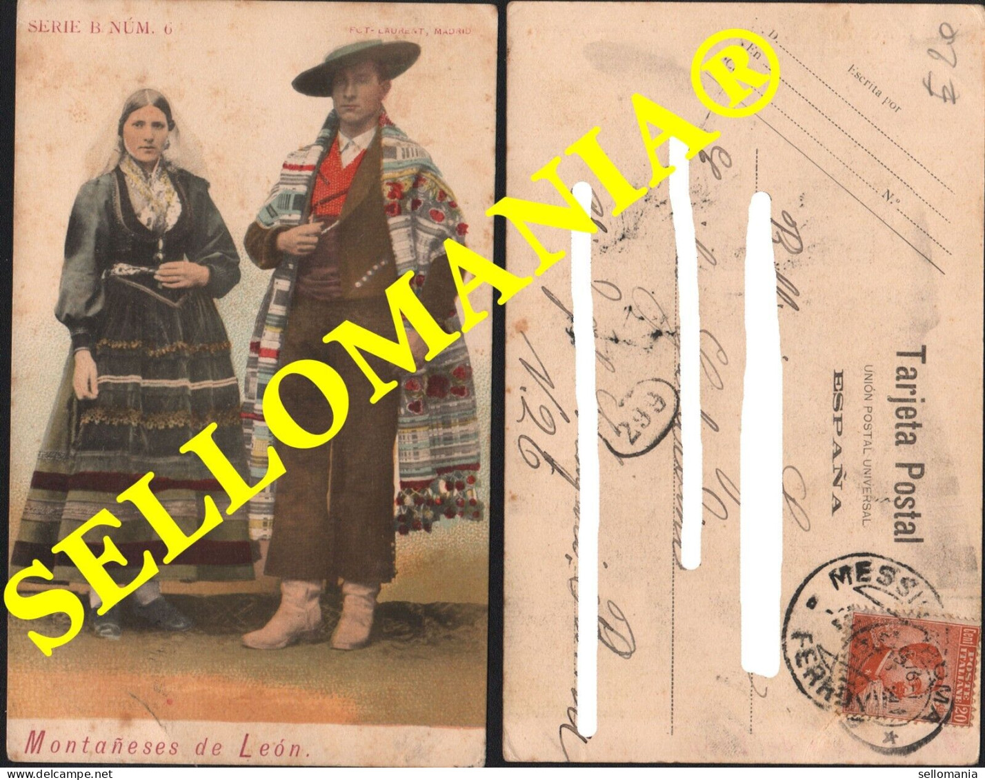 POSTAL AÑO 1919 MONTAÑESES DE LEON TRAJES TIPICOS JEAN LAURENT MINIER TCP00056 - León