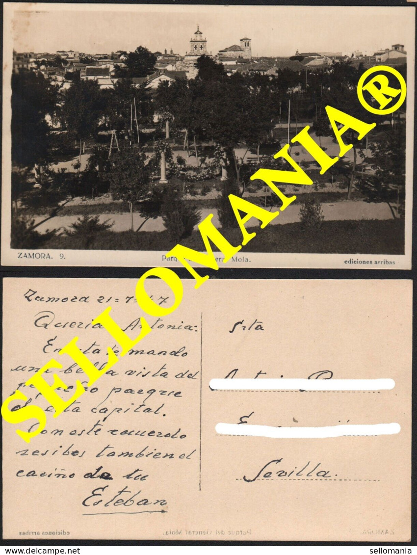 POSTAL AÑOS 1935 - 1940 ZAMORA PARQUE DEL GENERAL MOLA M. ARRIBAS TCP00051 - Zamora