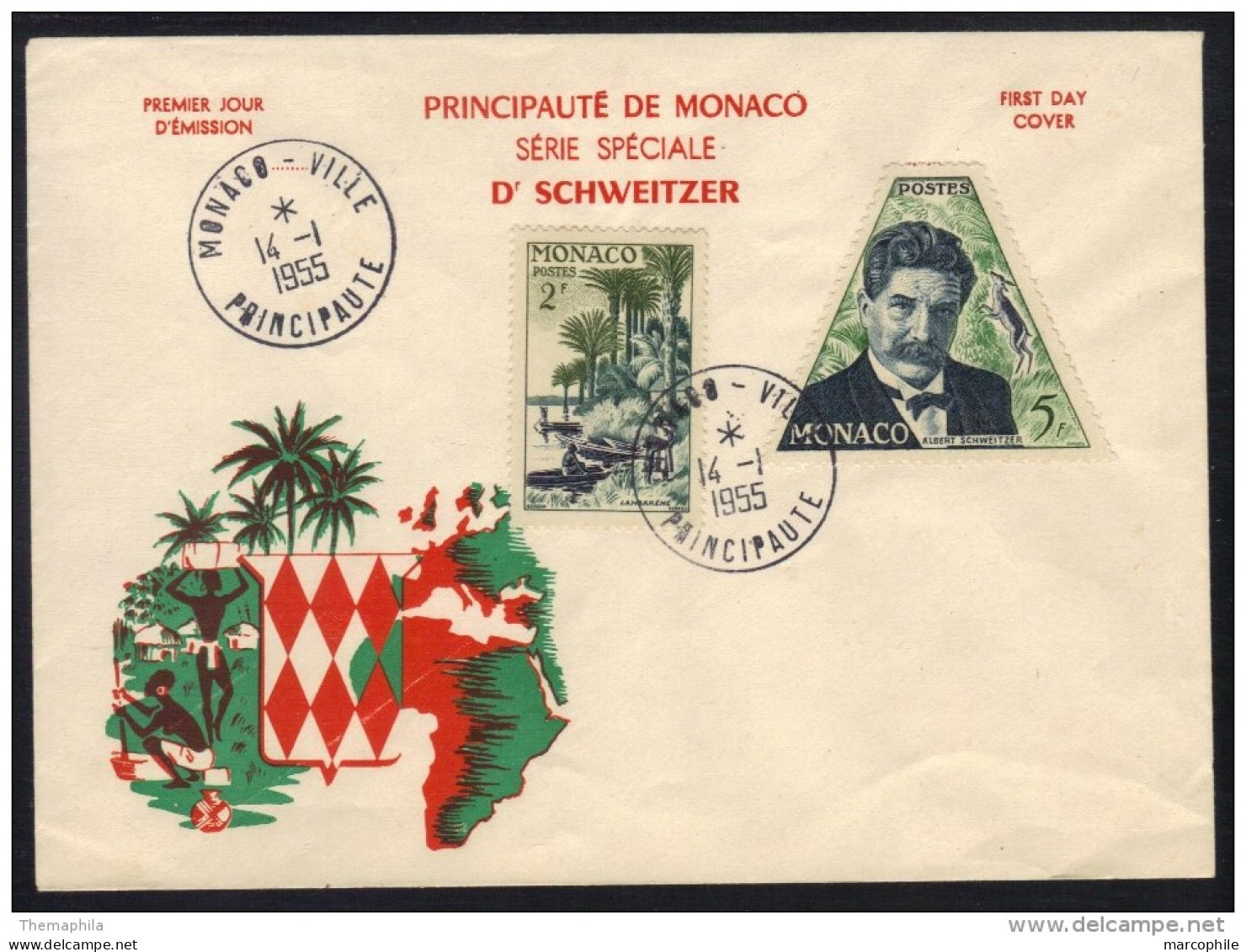 ALBERT SCHWEITZER - PRIX NOBEL / 1955 MONACO ENVELOPPE PREMIER JOUR - FDC (ref 6930) - Albert Schweitzer