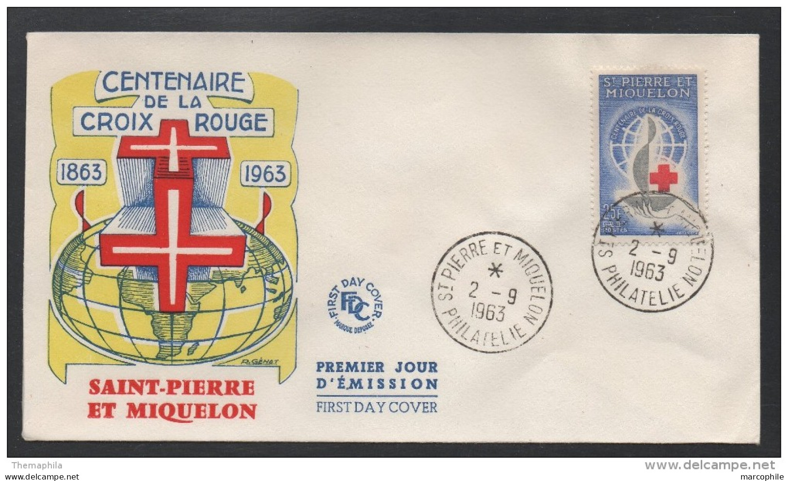 SAINT PIERRE & MIQUELON - CROIX ROUGE / 1963 # 369 SUR ENVELOPPE FDC / COTE 15 €  (ref 4268) - FDC