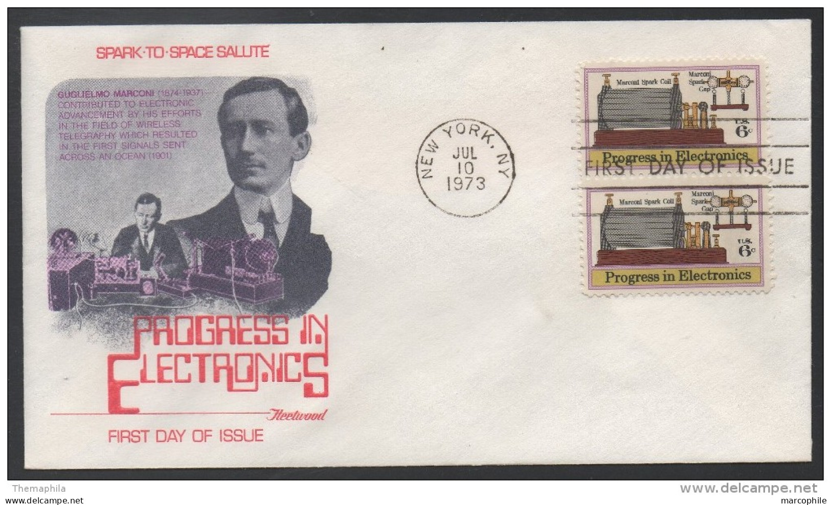 ELECTRONIQUE - MARCONI / 1973 USA ENVELOPPE FDC ILLUSTREE (ref LE436) - Autres & Non Classés