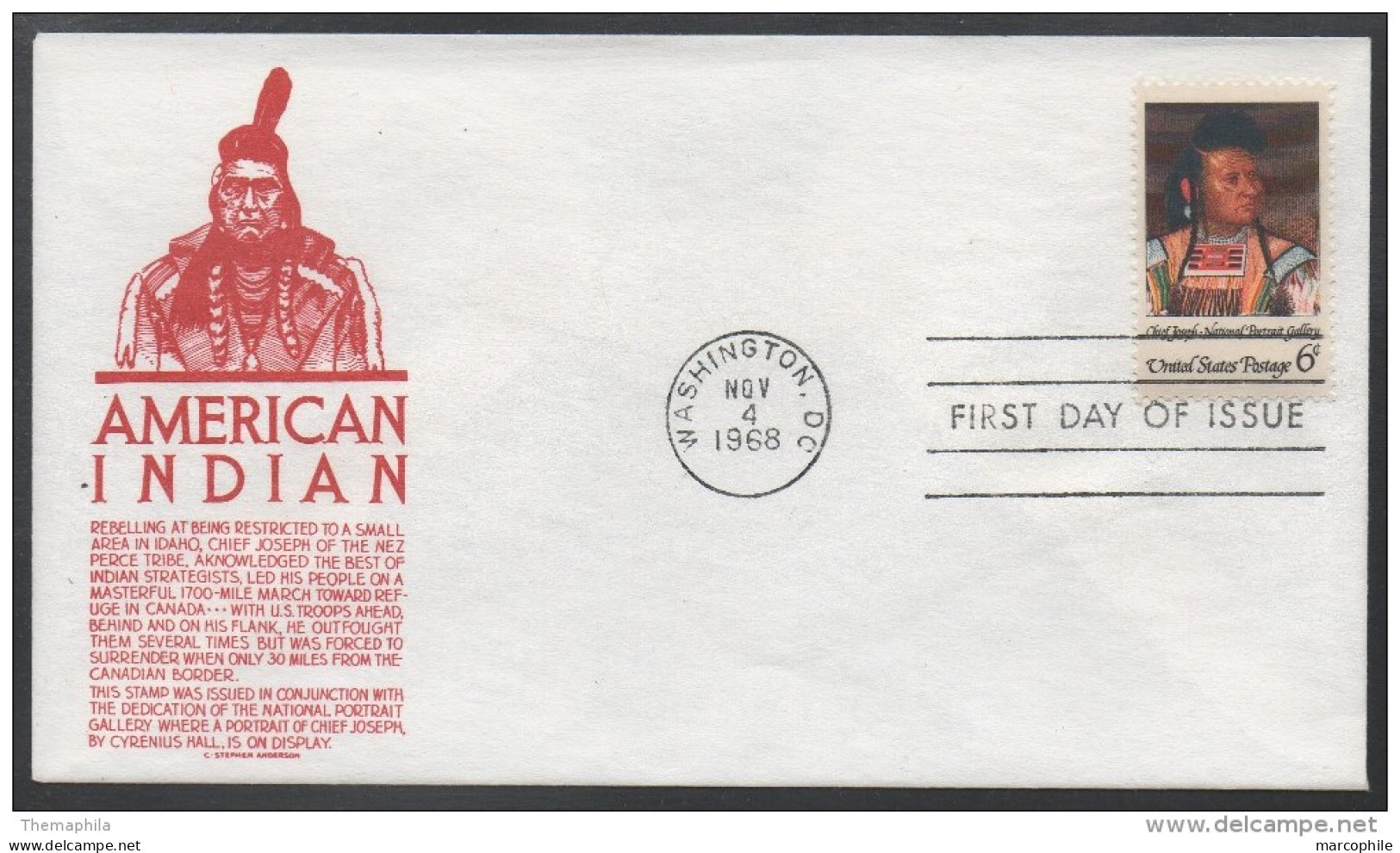 INDIENS - NEZ PERCE  / 1968 USA ENVELOPPE FDC ILLUSTREE (ref LE445) - Indiens D'Amérique