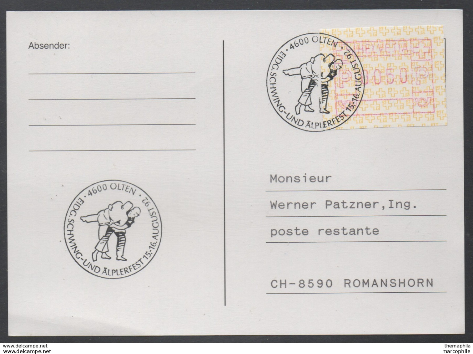 JUDO - ARTS MARTIAUX / 1992 - SUISSE OBLITERATION ILLUSTREE SUR CARTE  (ref 1251) - Judo