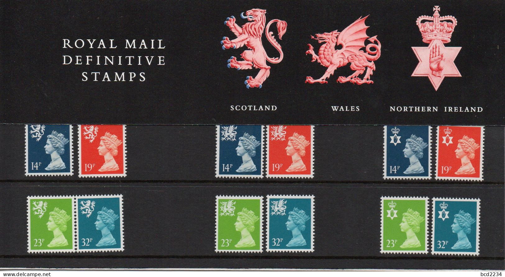 GB GREAT BRITAIN 1988 REGIONAL DEFINITIVES MACHINS PRESENTATION PACK No 17 +ALL INSERTS SCOTLAND WALES NORTHERN IRELAND - Presentation Packs