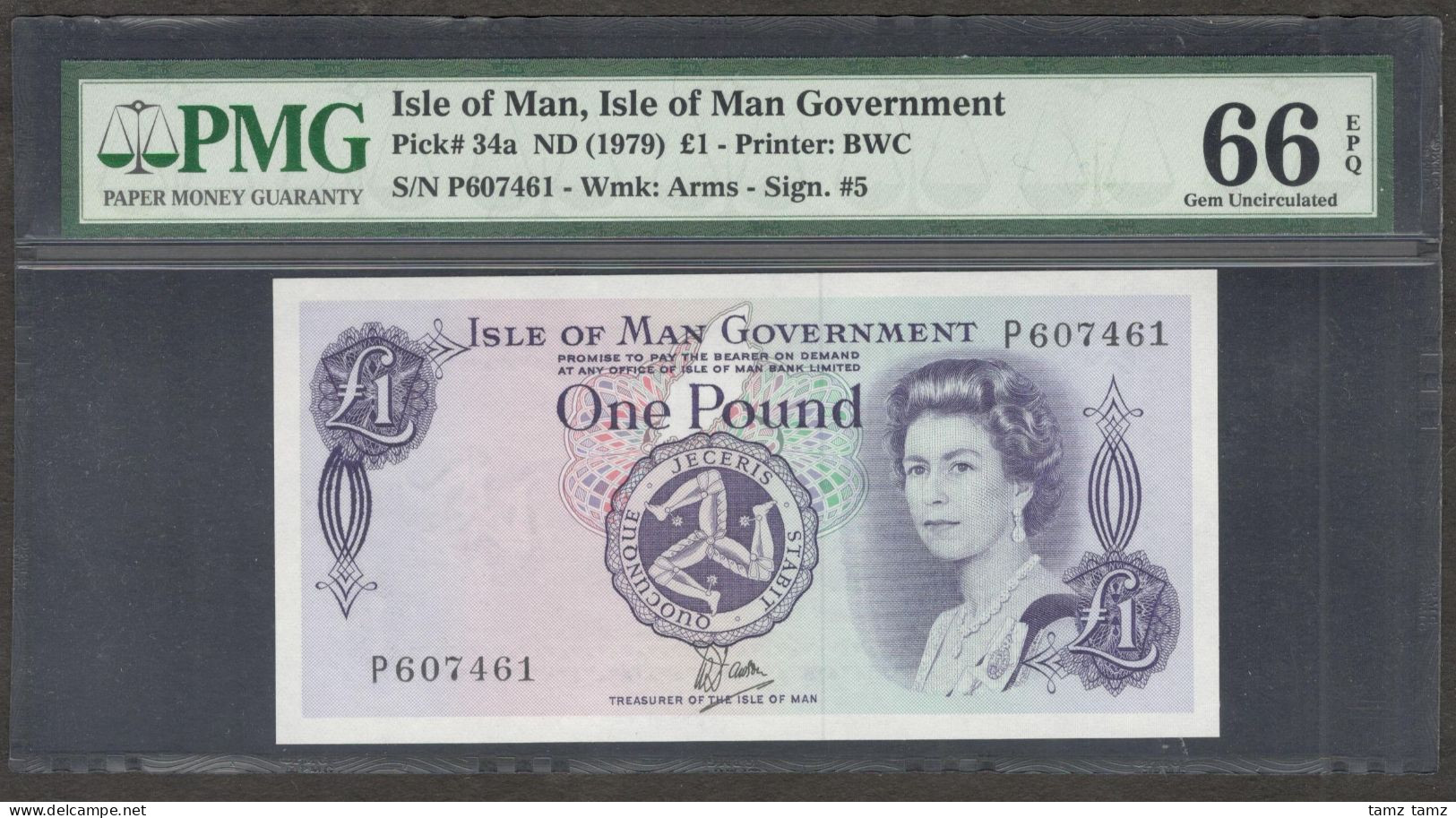 Isle Of Man 1 Pound Queen Elizabeth II 1979 PMG 66 EPQ - 1 Pond