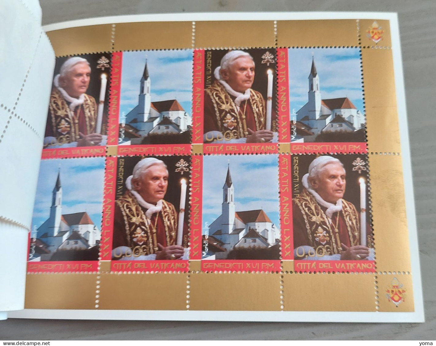 Pape Benoît - Benedikt XVI - 80ans - 2007 . Carnet Caritatif Avec Timbre Du Vatican Et D' Allemagne - 2001-2010