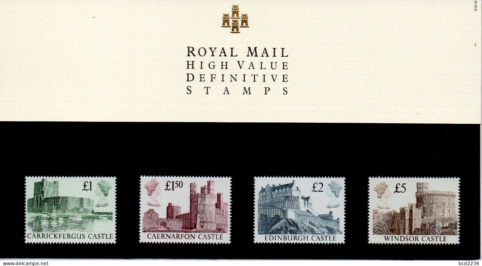 GB GREAT BRITAIN 1988 £1-£5 HIGH VALUE DEFINITIVES CASTLES PRESENTATION PACK CARRICKFERGUS CAERNARFON EDINBURGH WINDSOR - Presentation Packs