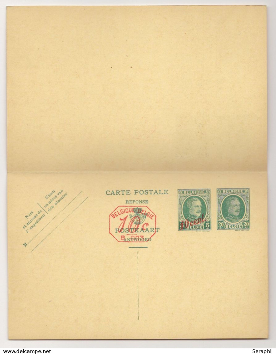 Entier Postal Type Houyoux N° 77 I - FN - 20 Et 10/5 + 20 Et 10/5c Vert  - Avec Réponse Payée - B003 10c  (RARE) - 1931 - Antwoord-betaald Briefkaarten