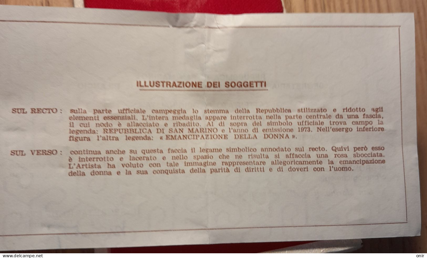 Medaglia San Marino Anticipazione Della Donna - Royaux/De Noblesse