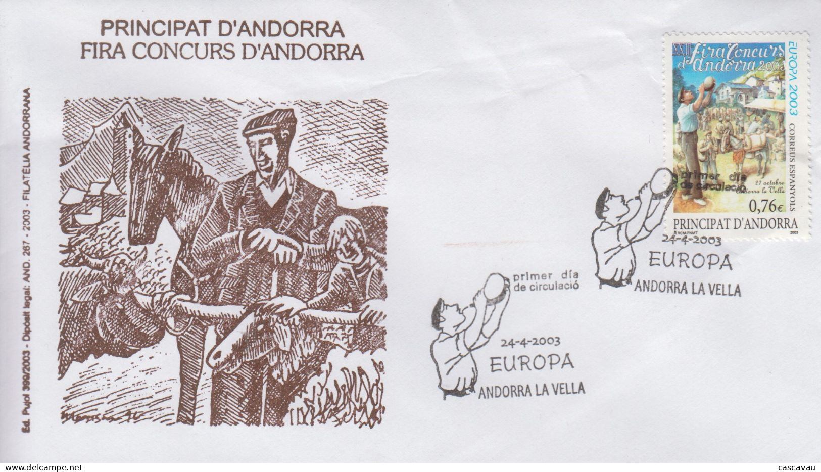 Enveloppe  FDC  1er   Jour    ANDORRE   ANDORRA    EUROPA    2003 - 2003