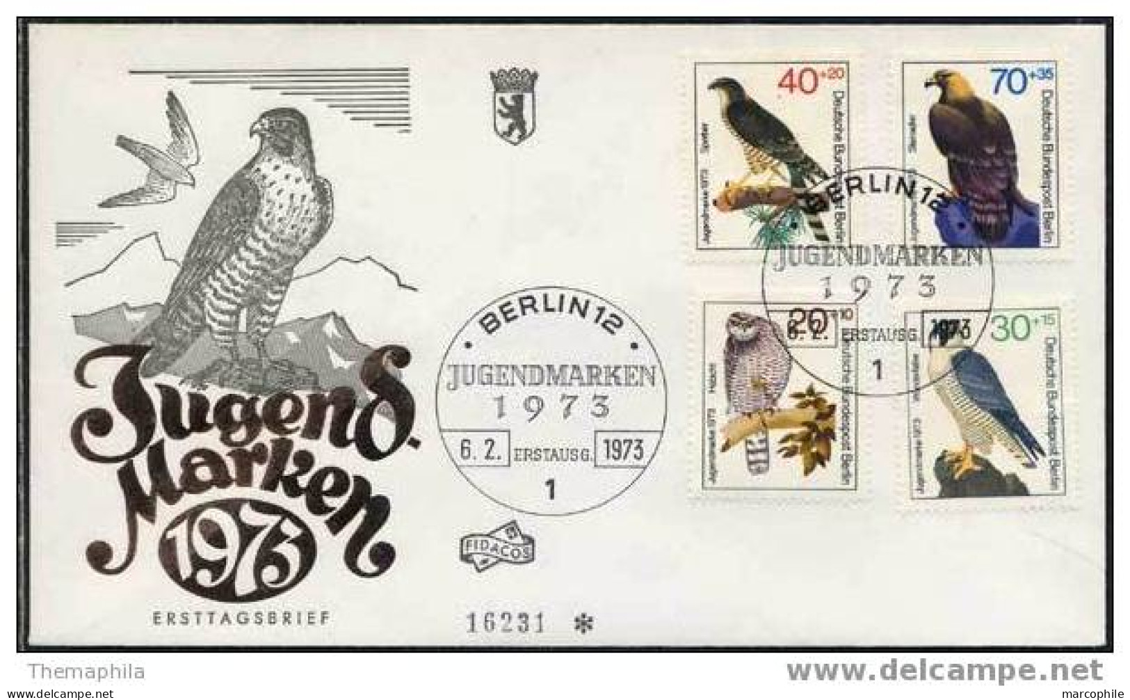 AUTOUR - FAUCON - EPERVIER -AIGLE / 1973 ALLEMAGNE ENVELOPPE FDC (ref 773) - Aigles & Rapaces Diurnes