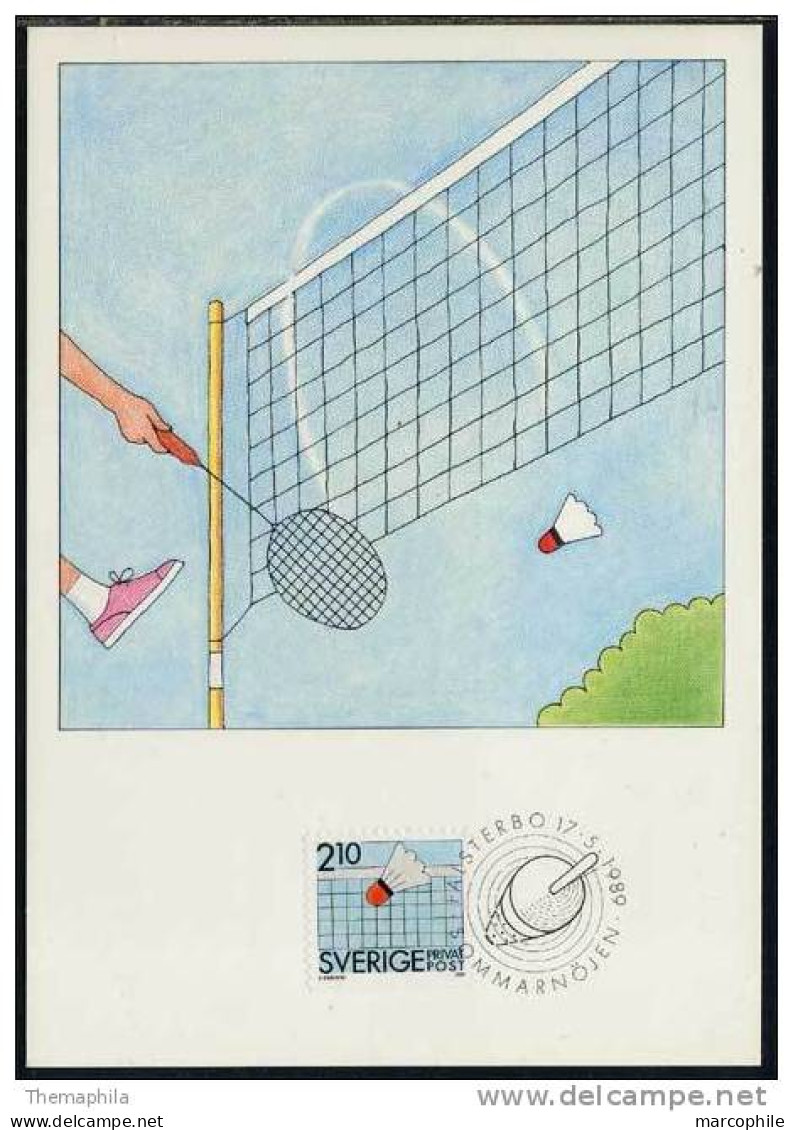 SPORT - JEUX - BADMINTON / SUEDE 1989 CARTE MAXIMUM FDC (ref 612) - Badminton