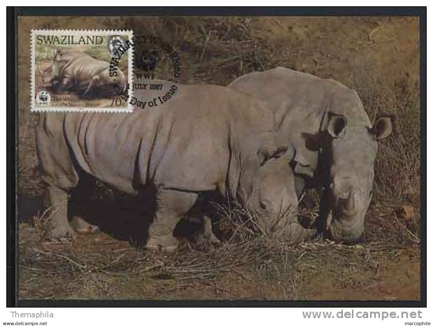 RHINOCEROS  / SWAZILAND / WWF 1987 CARTE MAXIMUM FDC (ref 2300) - Rhinoceros