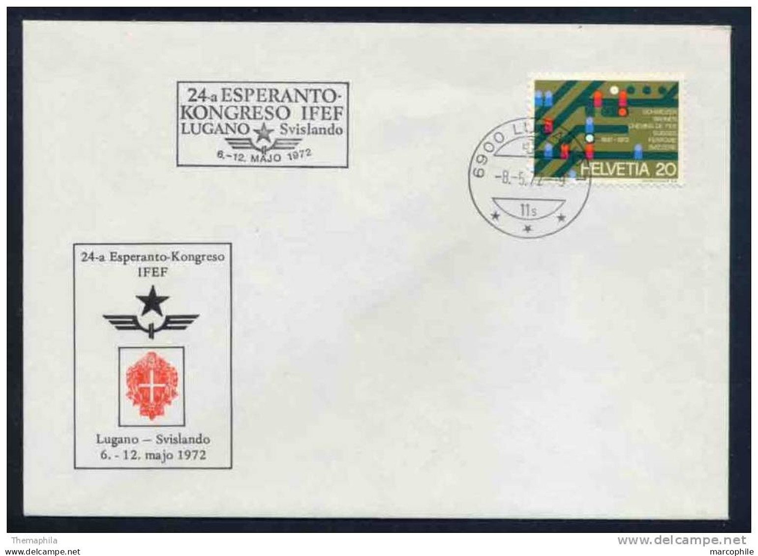 ESPERANTO - TRAIN - CHEMINOTS / 1972 SUISSE ENVELOPPE A ENTETE DU CONGRES IFEF (ref 3697) - Esperanto