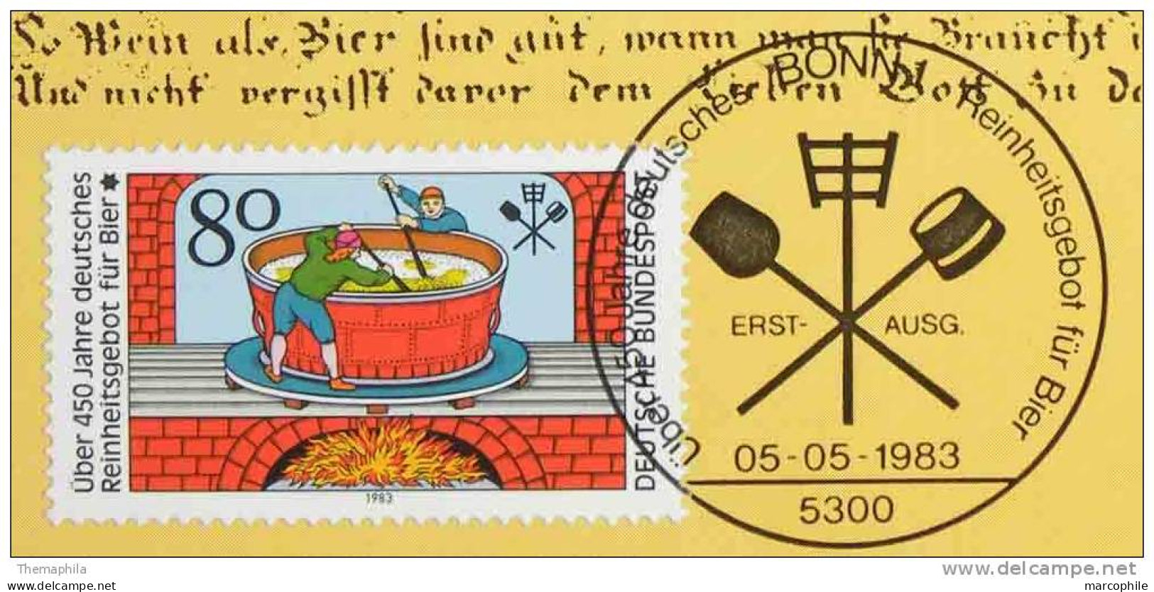 BIERE - BEER - BIER - HOUBLON - HOPFEN /  1983 ALLEMAGNE OBLITERATION SUR CARTE MAXIMUM (ref 2880) - Birre