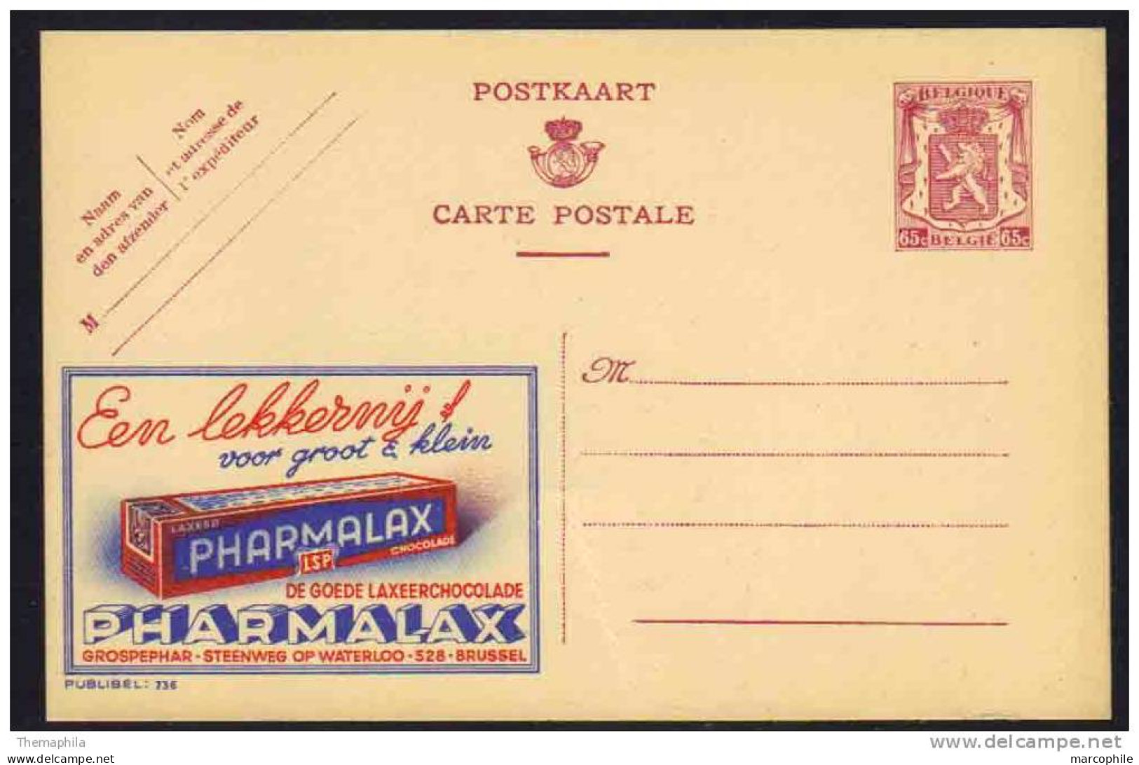 PHARMACIE - MEDICAMENT / BELGIQUE ENTIER POSTAL PUBLICITAIRE ILLUSTRE - PUBLIBEL (ref E290) - Pharmacy