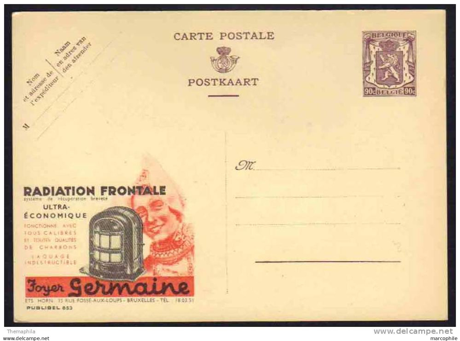 ENERGIE - CHARBON - CHAUFFAGE  / BELGIQUE ENTIER POSTAL PUBLICITAIRE ILLUSTRE - PUBLIBEL (ref E312) - Other & Unclassified