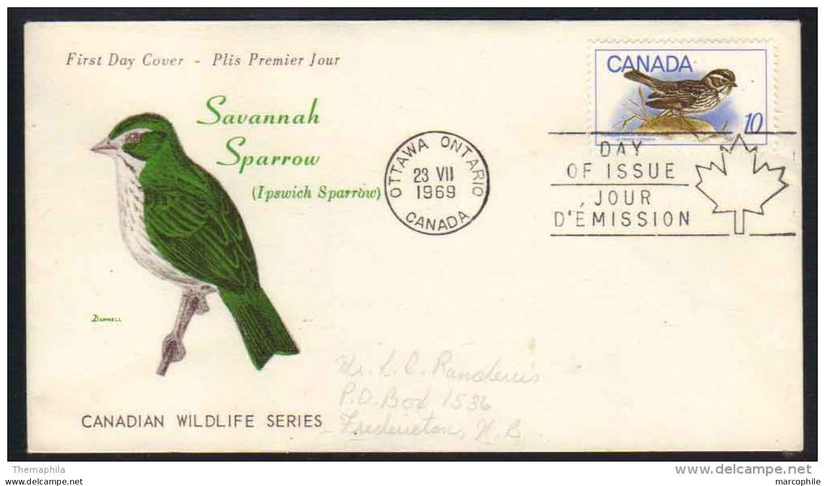 MOINEAU - SPARROW - OISEAUX / 1969 CANADA -  ENVELOPPE FDC / 2 IMAGES (ref 4517) - Cernícalo