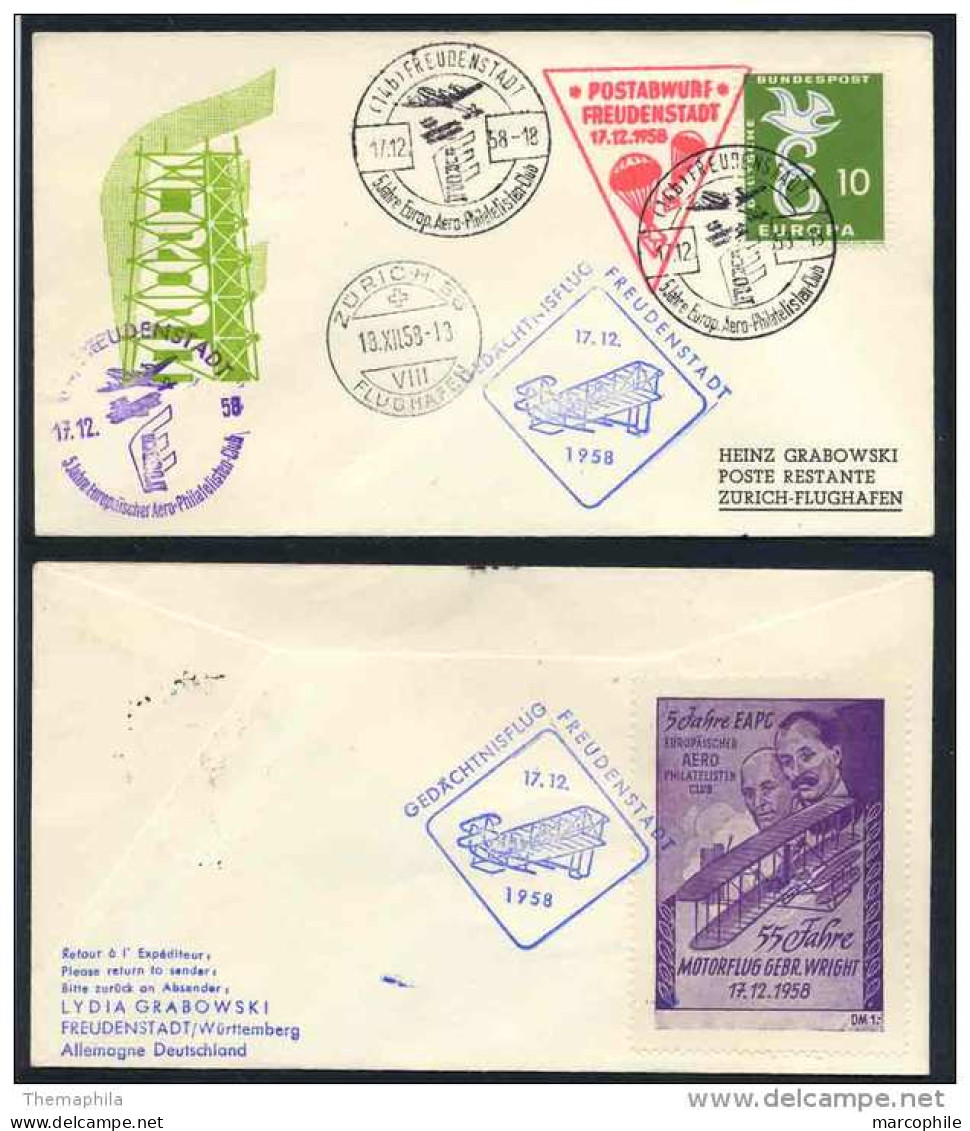 AVION - COURRIER PARACHUTE / ALLEMAGNE 1958 COURRIER SPECIAL (ref 5002) - Parachutespringen