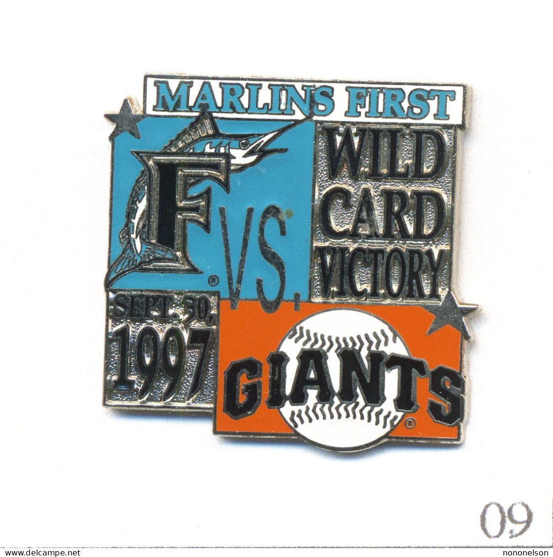 Pin's Sport - Base Ball / “Marlins“ Miami (Floride-USA) - Wild Cart Victory 1997. Numéroté N# 0915/1000. Zamac. T622-09 - Baseball