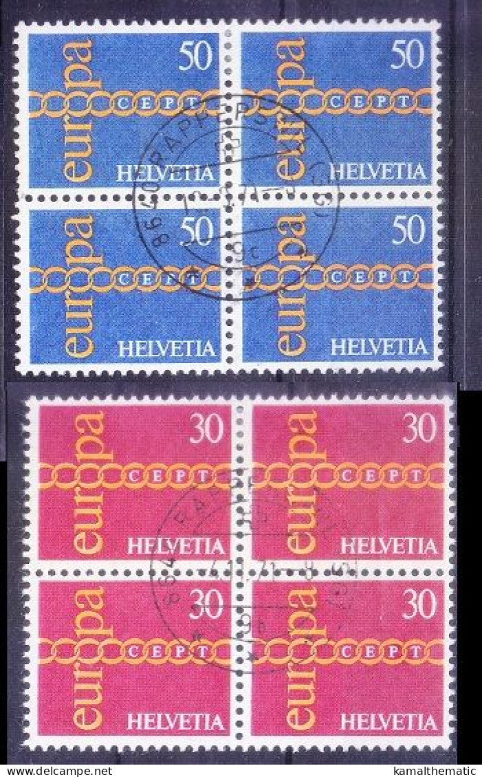 Europa Switzerland 1971 Used 2v In Blk Of 4 - 1971