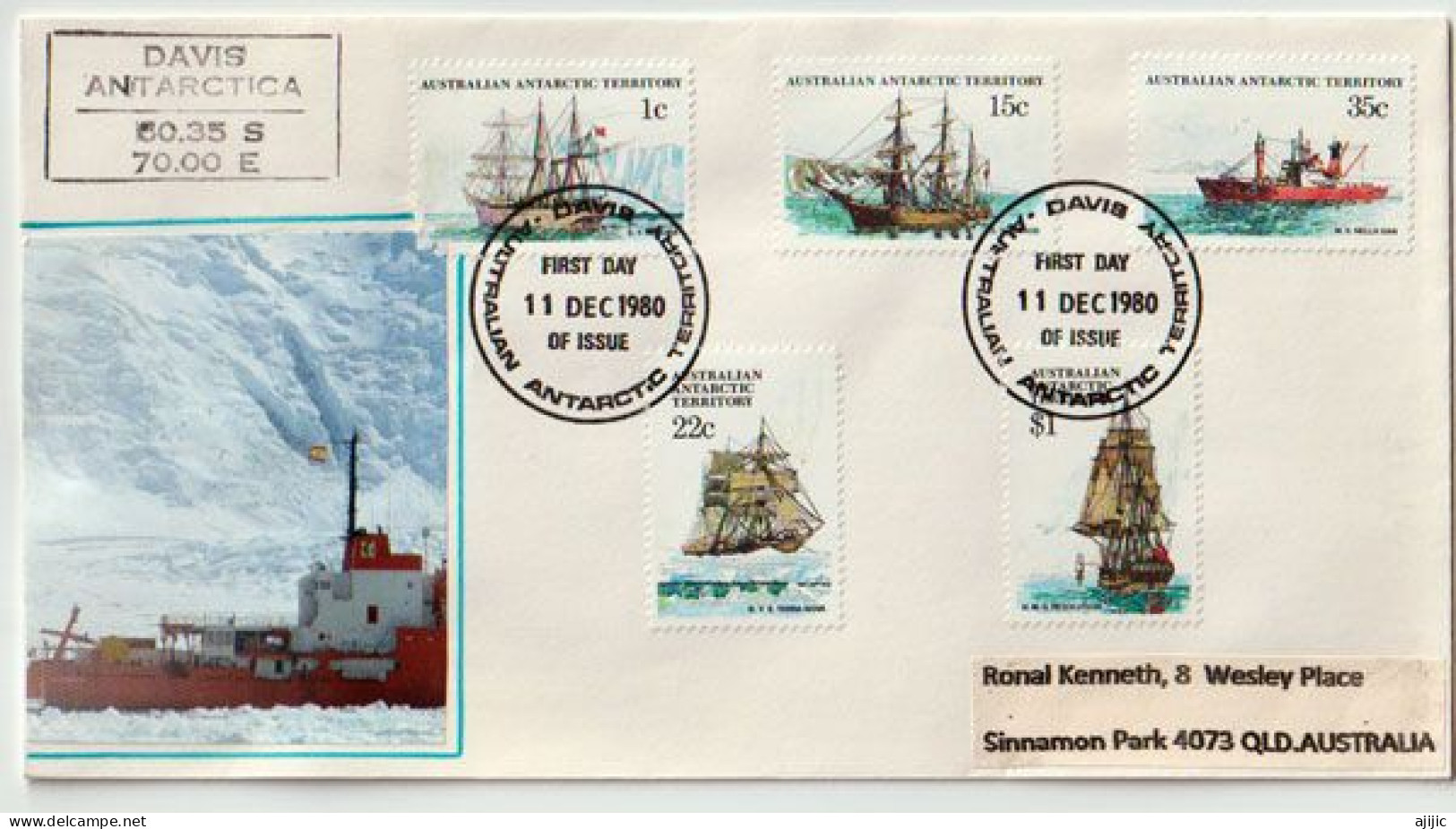 Bateaux Australiens En Antarctique. FDC 1980. Base Davis - Briefe U. Dokumente