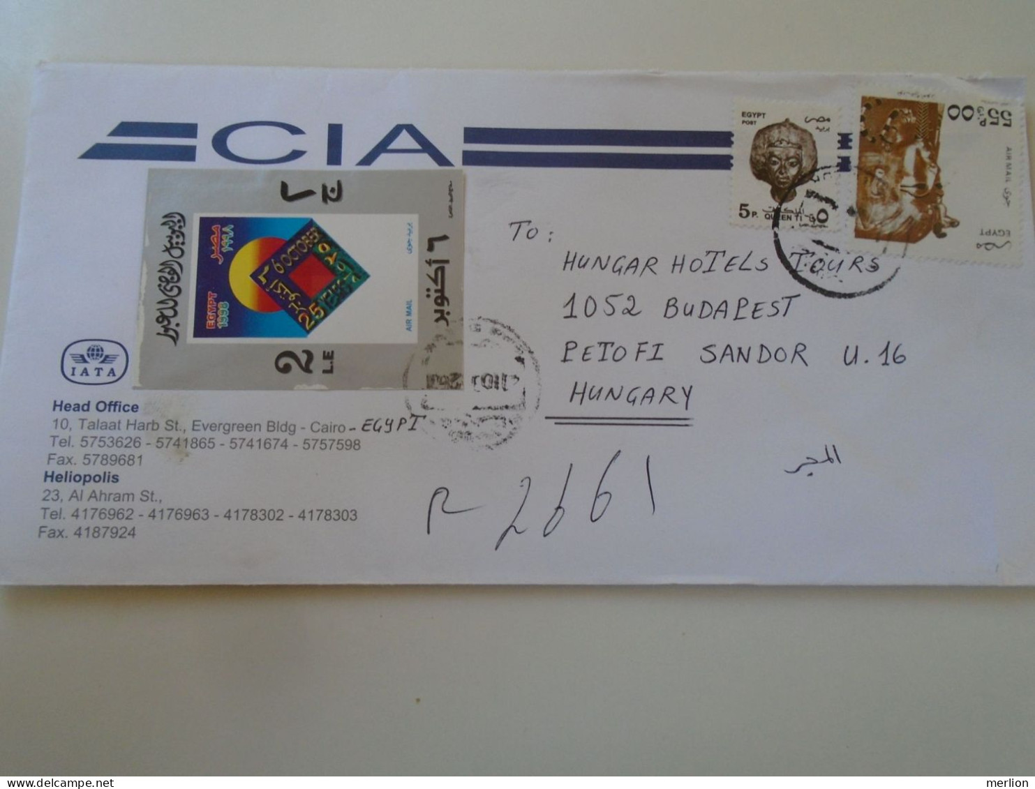 D198206   EGYPT    Cover  1998   CIA IATA  Sent To Hungary Stamps - Covers & Documents