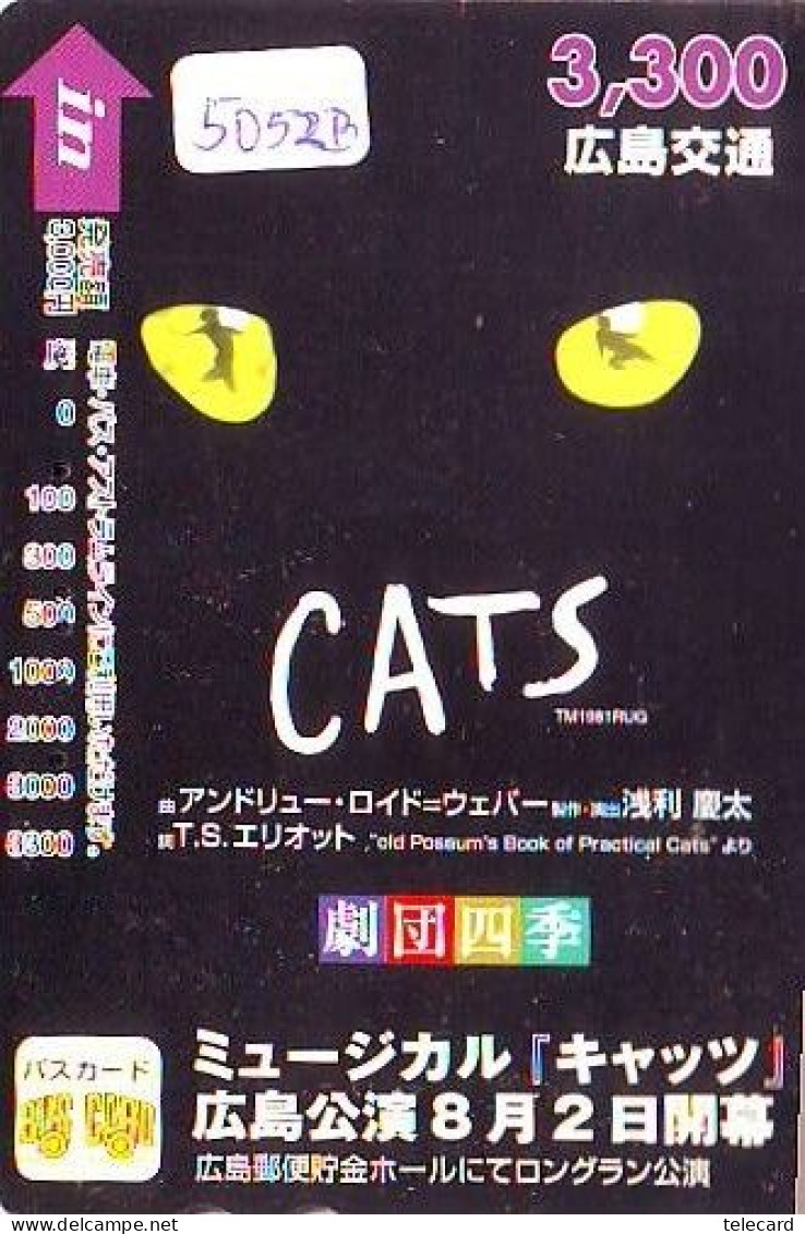 Carte Prépayée Japon  * CINEMA * FILM * CATS * 5052B *  PREPAID CARD Cinema * Japan Card Movie * KINO - Cinema