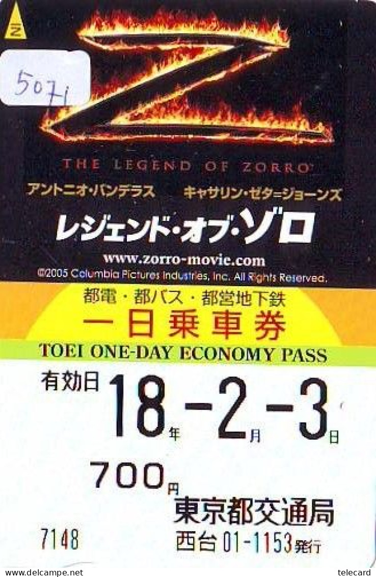 Carte Prépayée Japon  * CINEMA * FILM * ZORRO  * 5071 *  PREPAID CARD Cinema * Japan Card Movie * KINO - Cinéma