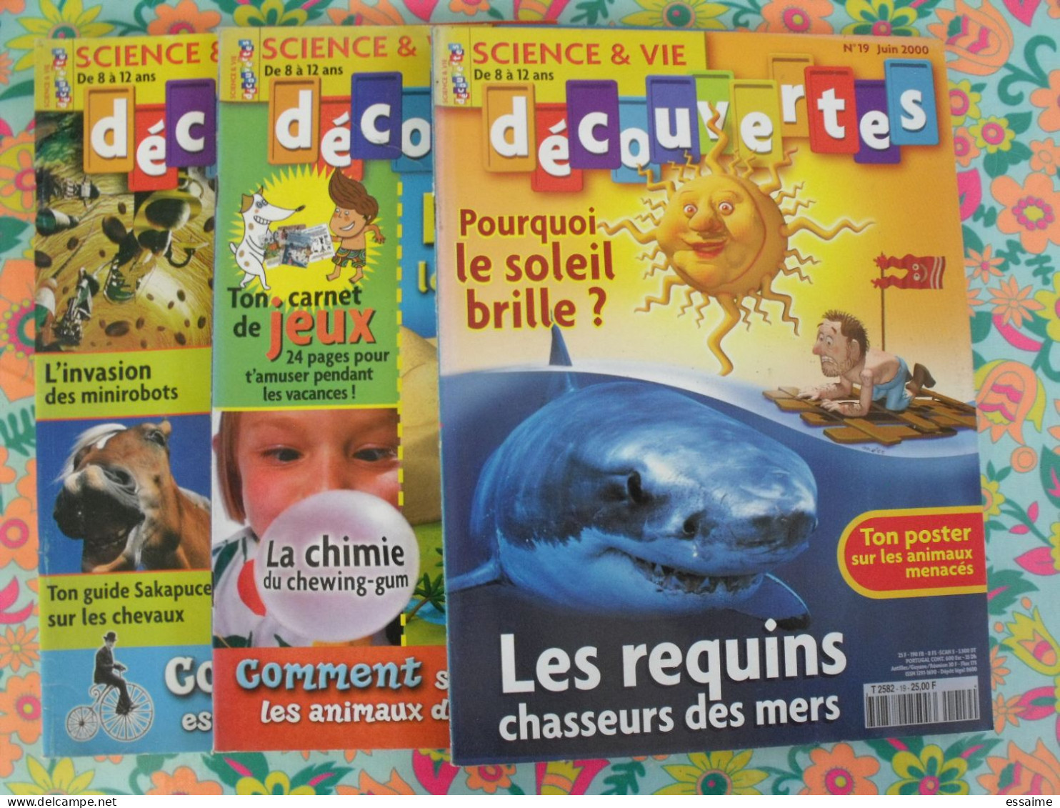 3 Revues Sciences & Vie Découvertess. 2000-2001. Soleil Requin Désert Chewing-gum Minirobot Vélo - Science