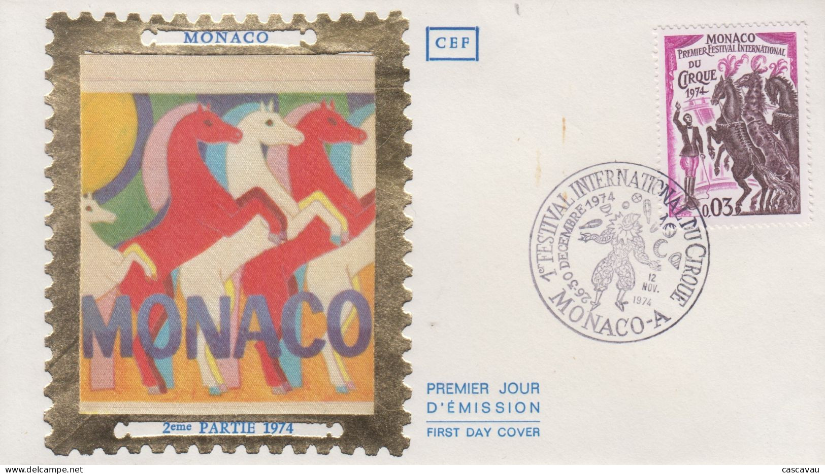 Enveloppe  FDC  1er Jour  MONACO  1er  FESTIVAL  INTERNATIONAL  Du  CIRQUE    1974 - Circus