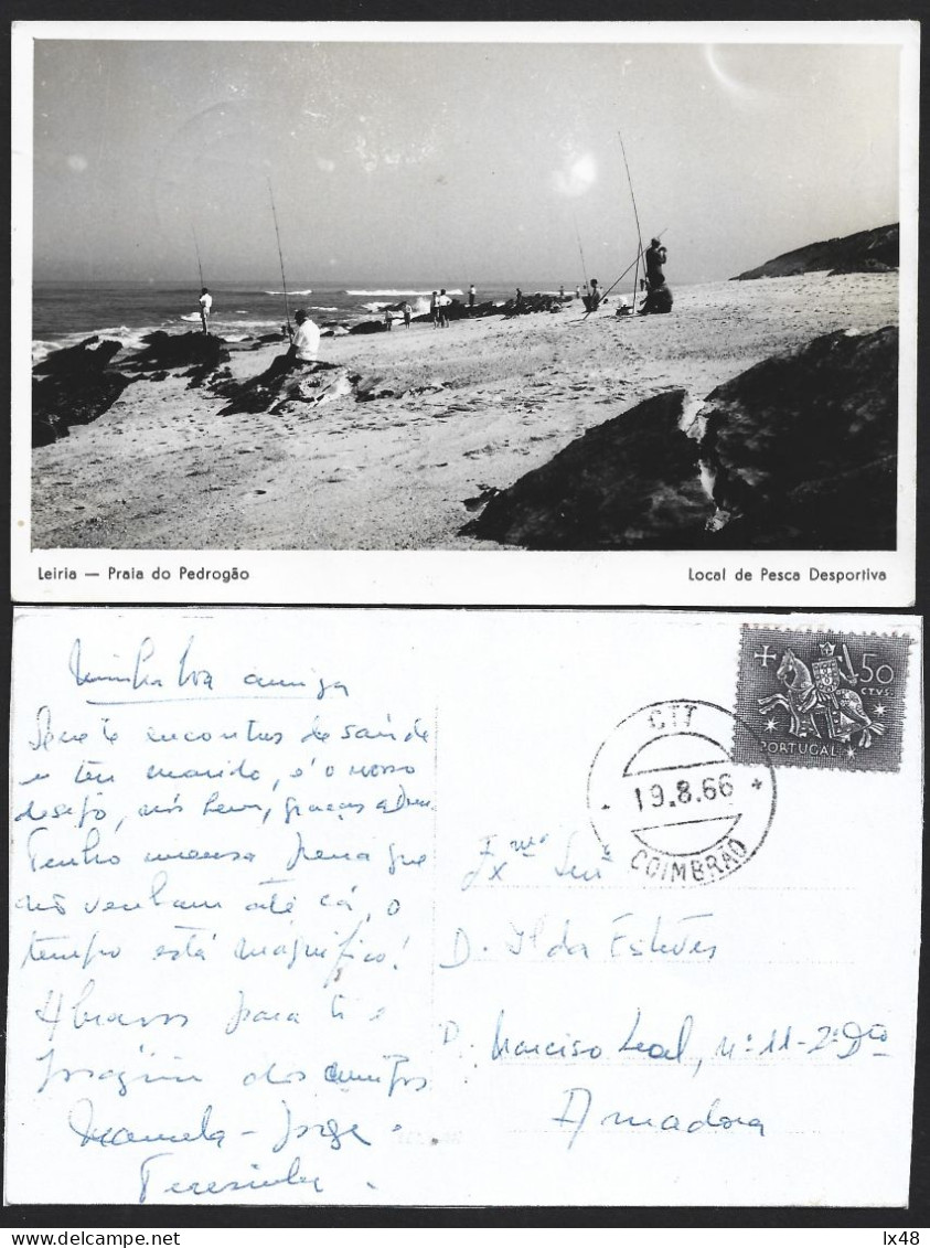 Postal Praia De Pedrogão, Em Coimbrão, Leiria. Pesca Desportiva. Postcard Of Pedrogão Beach, In Coimbrão. Sport Fishing. - Lettres & Documents