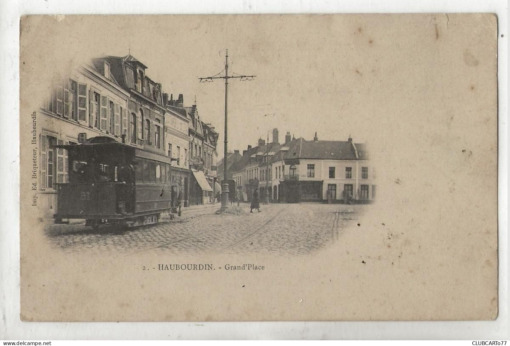 Haubourdin (59) : GP D'un Tramway à L'arrêt Sur La Grande Place En 1905 (animé) PF. - Haubourdin