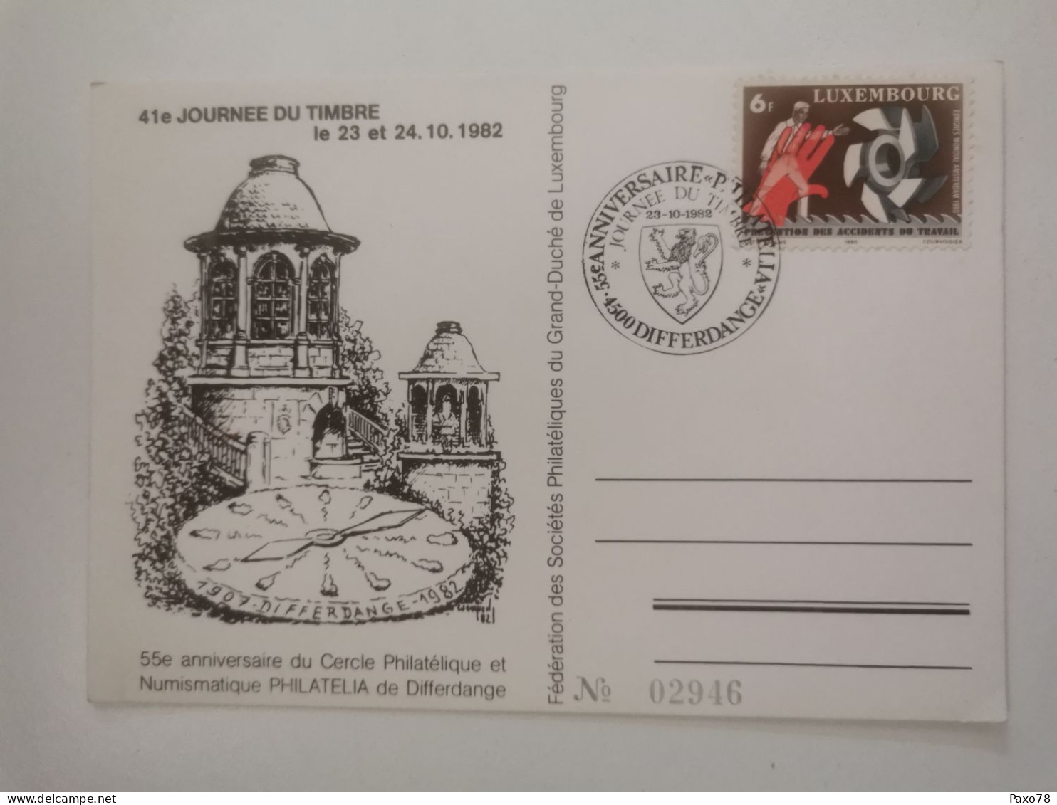 41e Journée Du Timbre, 55e Cercle Philatélique Differdange - Commemoration Cards