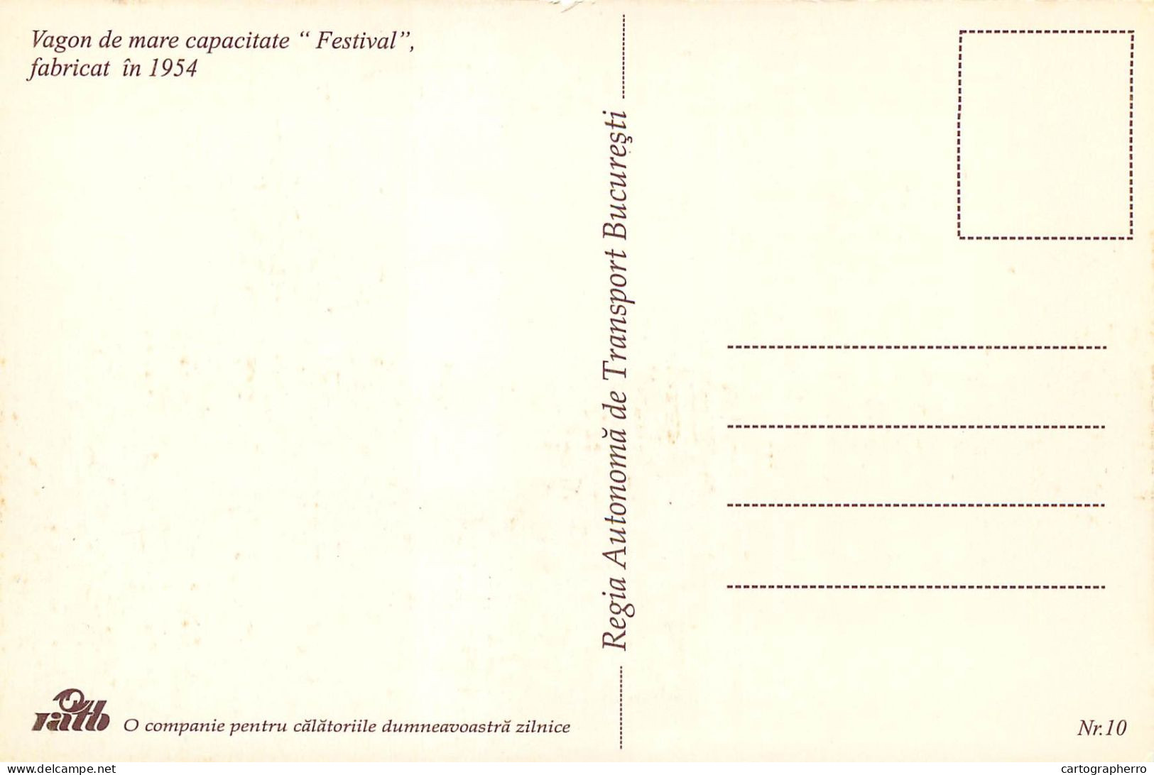 Romania Regia Autonoma De Transport Bucuresti Tramvai Vagon Festival 1954 - Bermuda