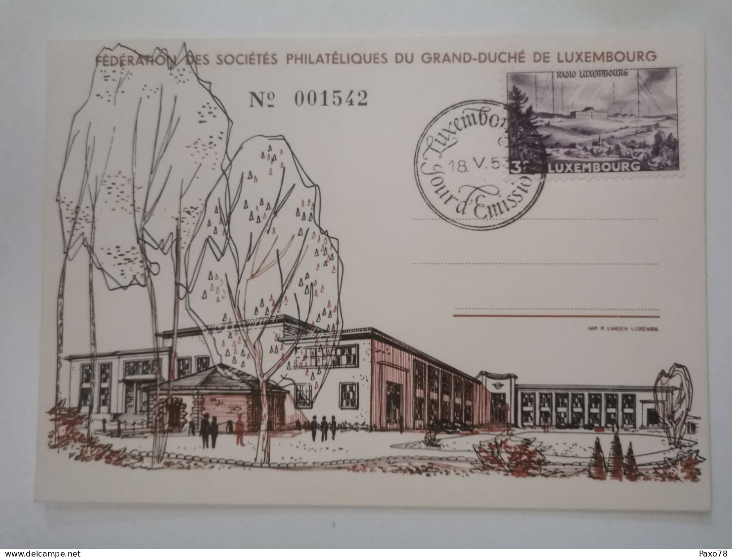 Fédération Des Sociétés Philatéliques Du Grand-duché De Luxembourg 1953 - Cartes Commémoratives