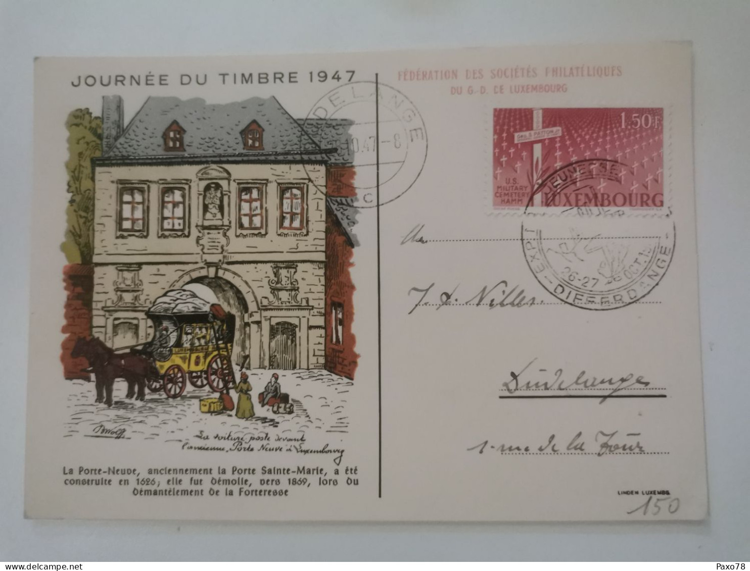 Journée Du Timbre 1947. Oblitéré Dudelange - Commemoration Cards